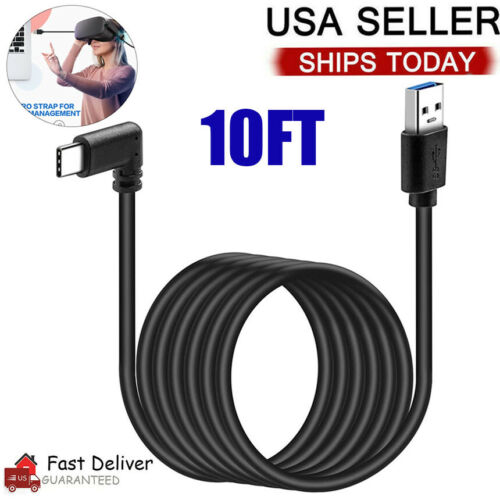 10ft Link Cable For Oculus Quest 2 Type-c 3.2 Right Angle To Usb A Charging Usa